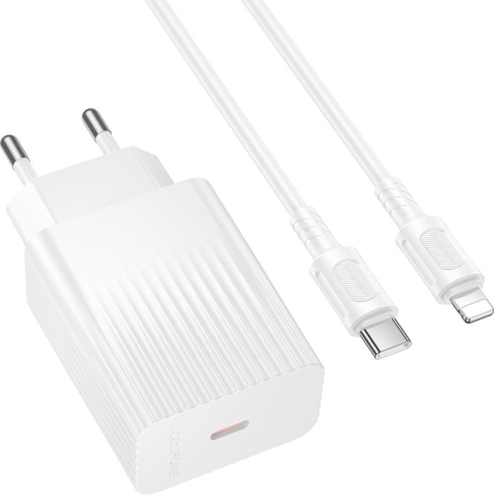Сетевое зарядное устройство BOROFONE BAS73A Source single port PD20W charger set (C to iP) (EU) White (6941991122729)