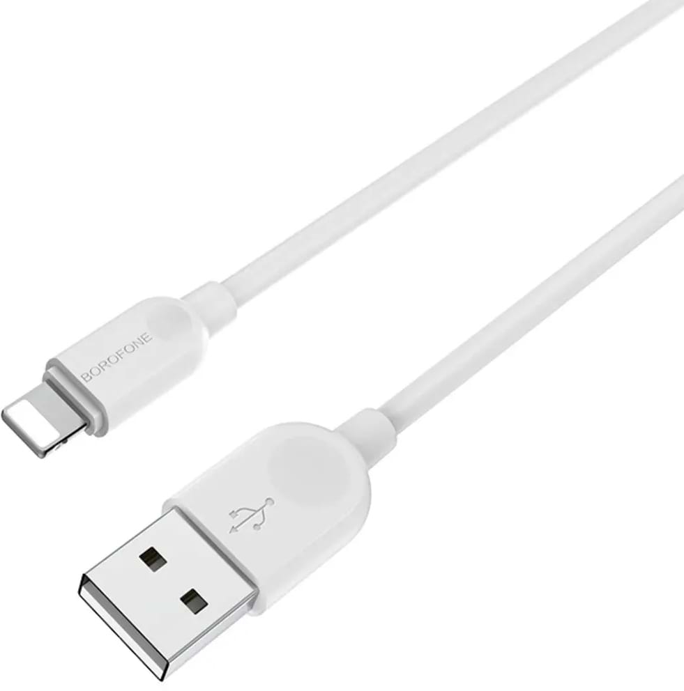 Кабель BOROFONE BX14 USB to iP 2.4A, 2m, PVC, TPE connectors, White (6957531090007)