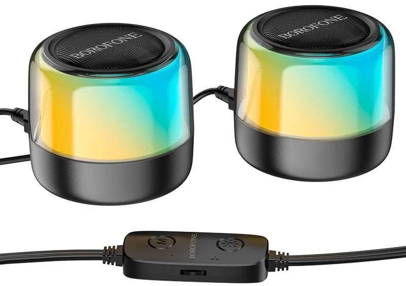 Портативная акустика BOROFONE BP12 Colorful BT wired 2-in-1 computer speaker Black (6974443387179)