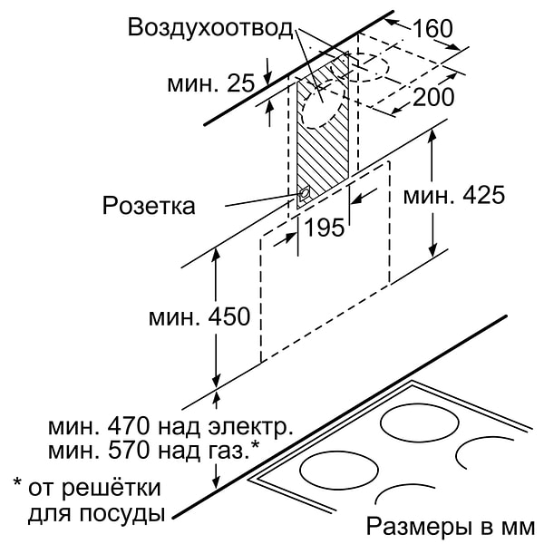 Фото - Уцінка - Витяжка декоративна Bosch DWK065G20R #