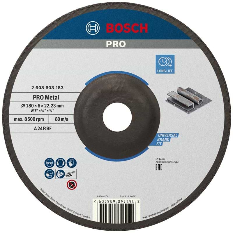 Диск шліфувальний по металу Bosch Professional 180x6x22.23 мм (2.608.603.183)