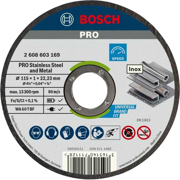 Круг відрізний по металу Bosch Professional 115x1x22.23 мм (2.608.603.169)