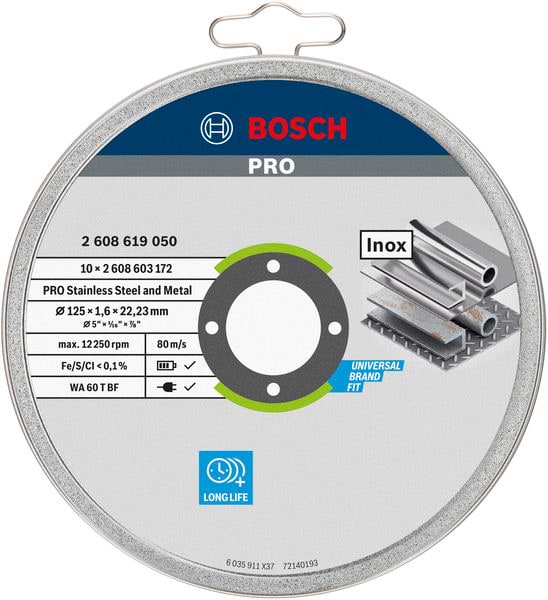 Фото - Круг отрезной по металлу Bosch Professional Stand 125x1.6x22.23 мм 10 шт. (2.608.619.050)