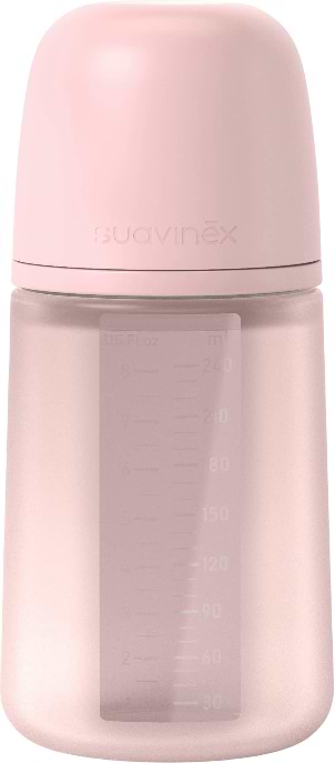 Пляшка для годування Suavinex 240 мл фізіологічна соска повільний потік Colour Essence світло-рожева (308654)