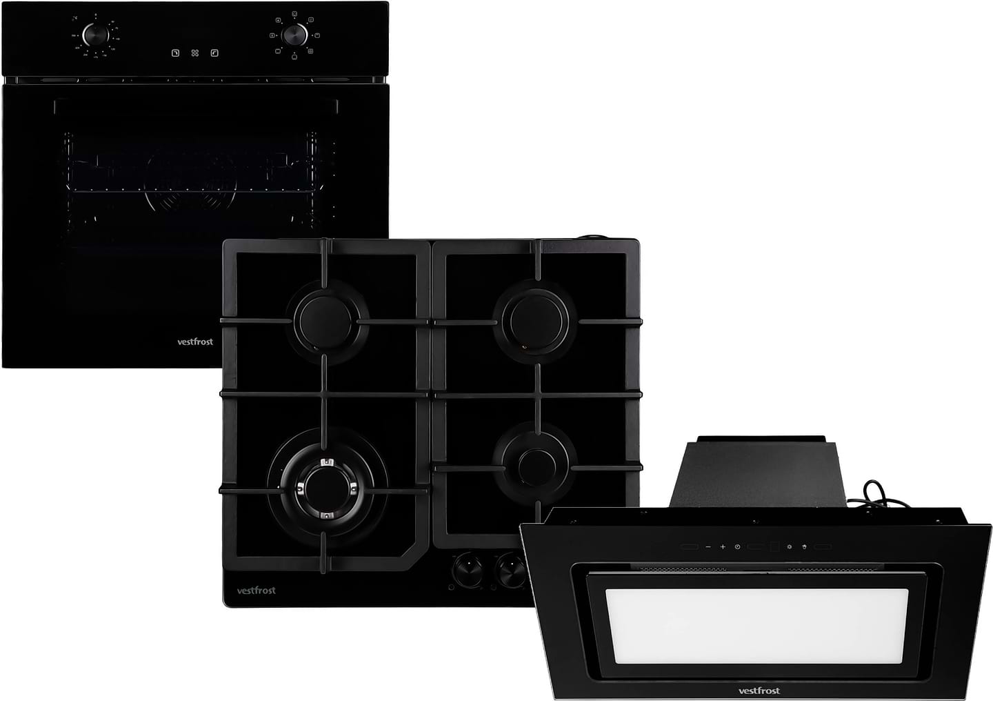 Купити Комплект техніки Vestfrost Духова шафа + Варильна поверхня + Витяжка вбудована Vestfrost BOV70CN + GOGHV193CN + HFB603BGSG - Фото 1 Комплект техніки Vestfrost Духова шафа + Варильна поверхня + Витяжка вбудована Vestfrost BOV70CN + GOGHV193CN + HFB603BGSG - Фото 1