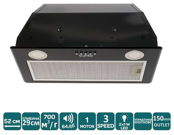Фото - Витяжка вбудована Ventolux BOX 60 BK (700) PB