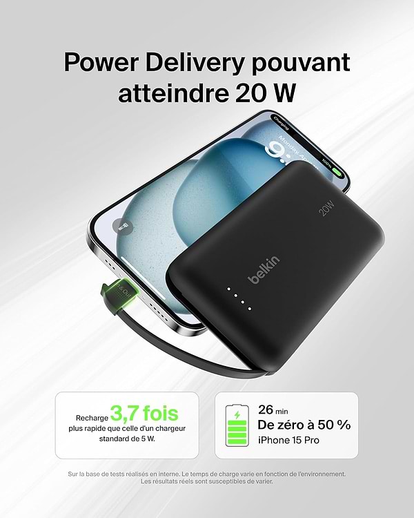 Фото - Батарея мобільна Belkin 10000мА·год, 20Вт +USB-C Black (BPB021HQBK)