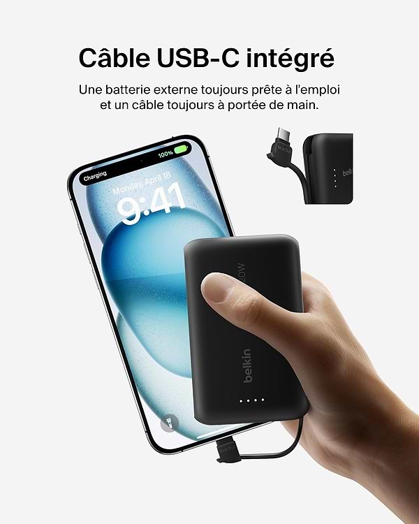 Фото - Батарея мобільна Belkin 10000мА·год, 20Вт +USB-C Black (BPB021HQBK)