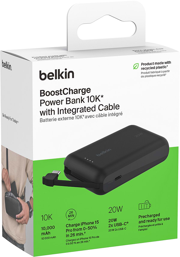 Фото - Батарея мобільна Belkin 10000мА·год, 20Вт +USB-C Black (BPB021HQBK)