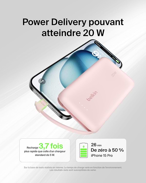 Фото - Батарея мобильная Belkin 10000мА·год, 20Вт USB-C Pink (BPB021HQPK)