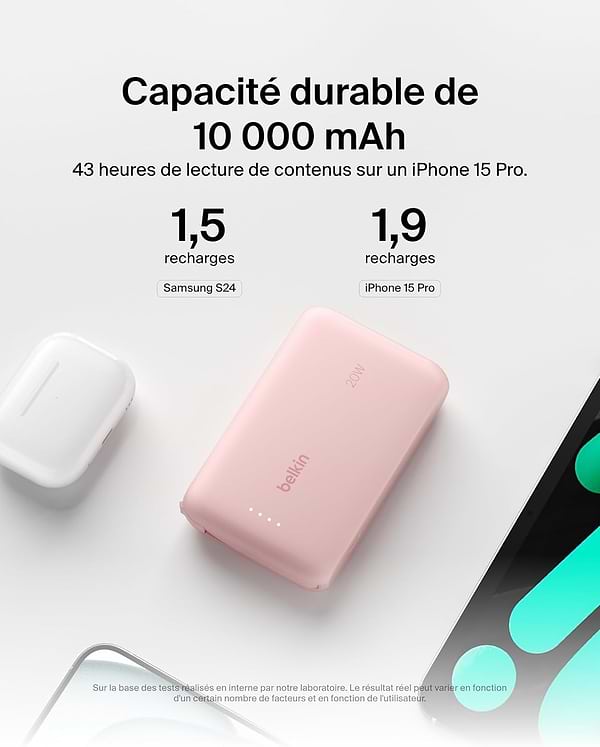 Фото - Батарея мобильная Belkin 10000мА·год, 20Вт USB-C Pink (BPB021HQPK)