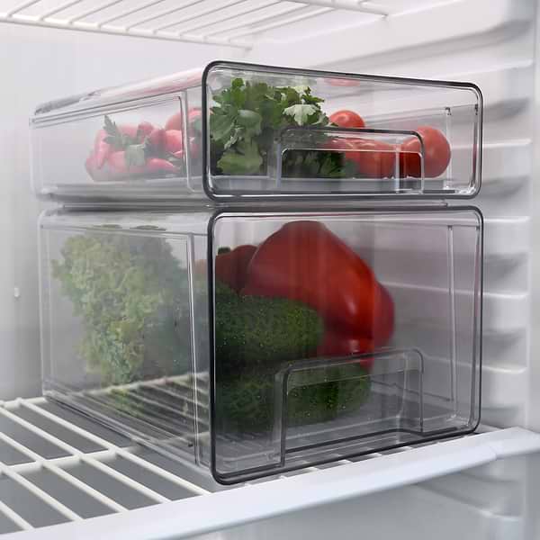 Фото - Ємність для зберігання Homax Органайзер висувний для хол. із піддоном для збереження св. продуктів харчування 25х21, 2х15, 24 см (BR-03)