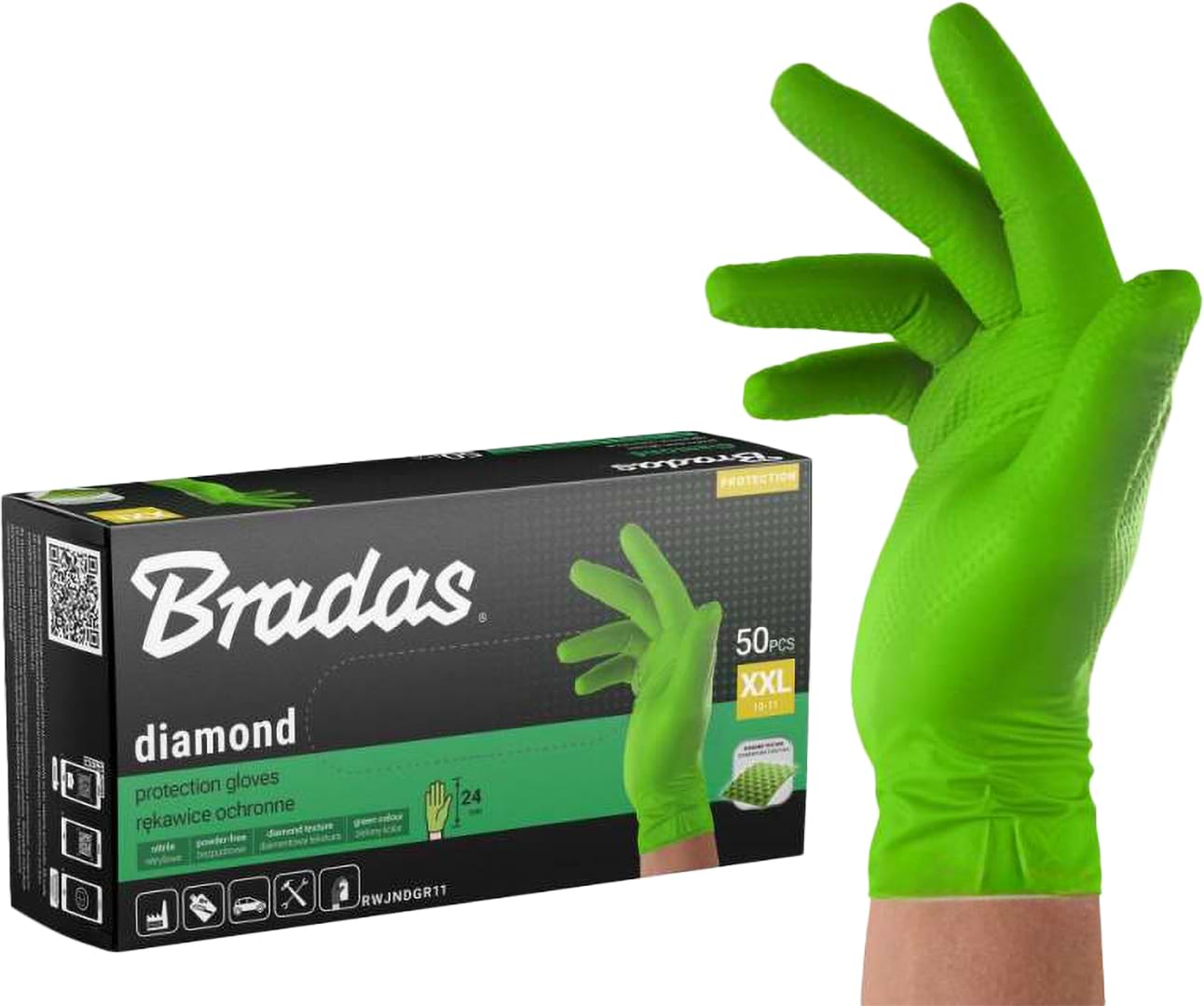 Рукавички нітрілові BRADAS DIAMOND XL 50 шт. (RWJNDGR10)