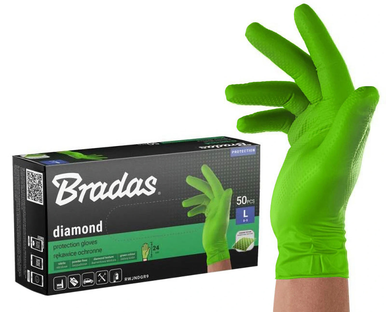 Рукавички садові BRADAS DIAMOND L 50 шт. (RWJNDGR9)