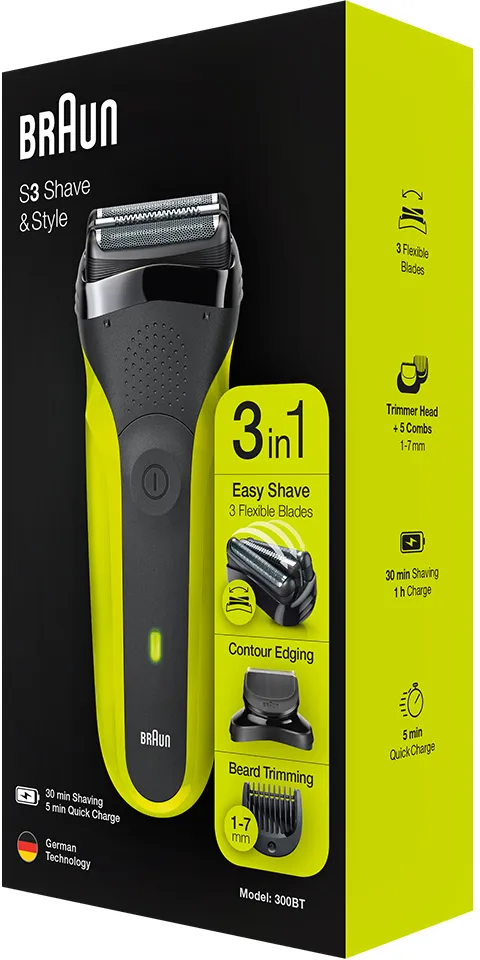 Фото - Уцінка - Бритва Braun Series 3 300BT Black/Green