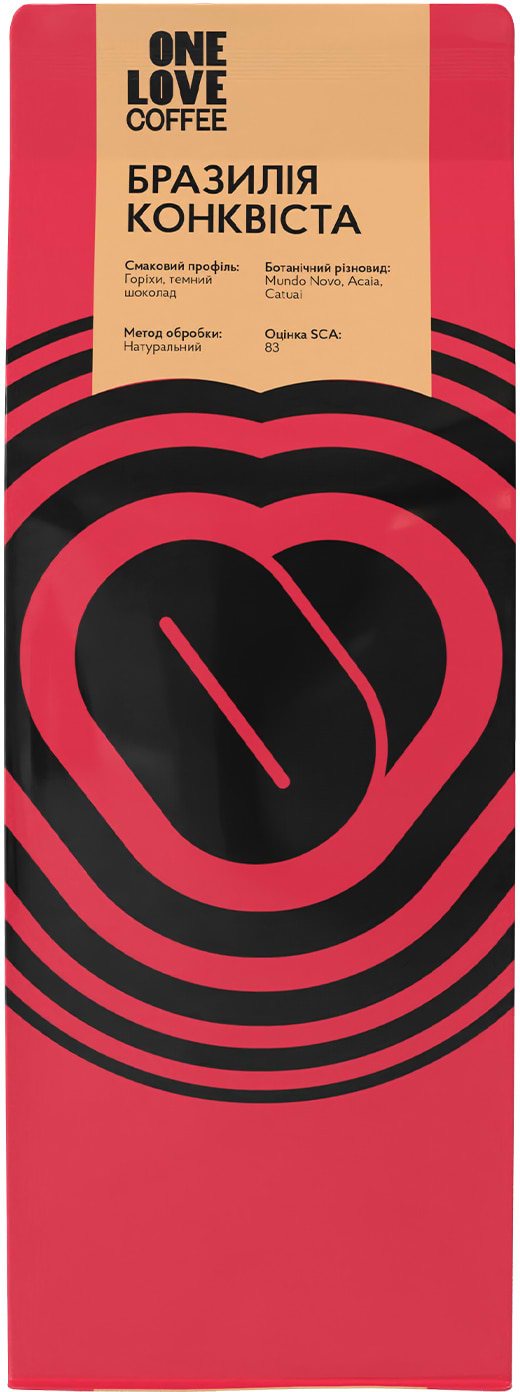 Кофе в зернах One Love обжаренный с кофеином Brazil Conquista, 1 кг