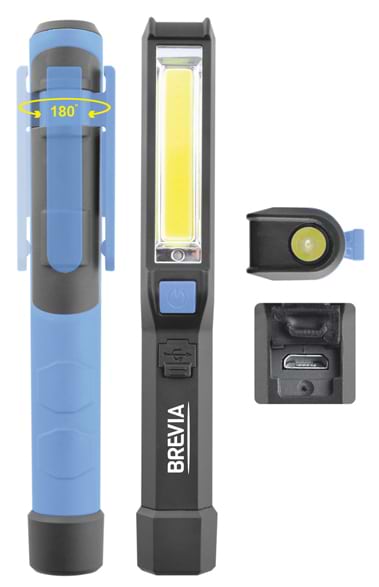 Фото - Фонарь аккумуляторный Brevia LED 3W COB+1W LED 300lm, 2000mAh, type-C (11350)