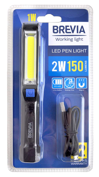 Фото - Фонарь аккумуляторный Brevia LED Pen Light 2W COB+1W LED 150lm, 900mAh, type-C (11220)