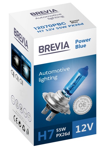 Автолампа Brevia H7 12V 55W PX26d Power Blue CP (12070PBC)