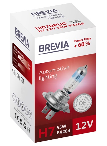 Автолампа Brevia H7 12V 55W PX26d Power Ultra +60% CP (12070PUC)
