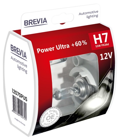 Автолампа Brevia H7 12V 55W PX26d Power Ultra +60% S2 (12070PUS)