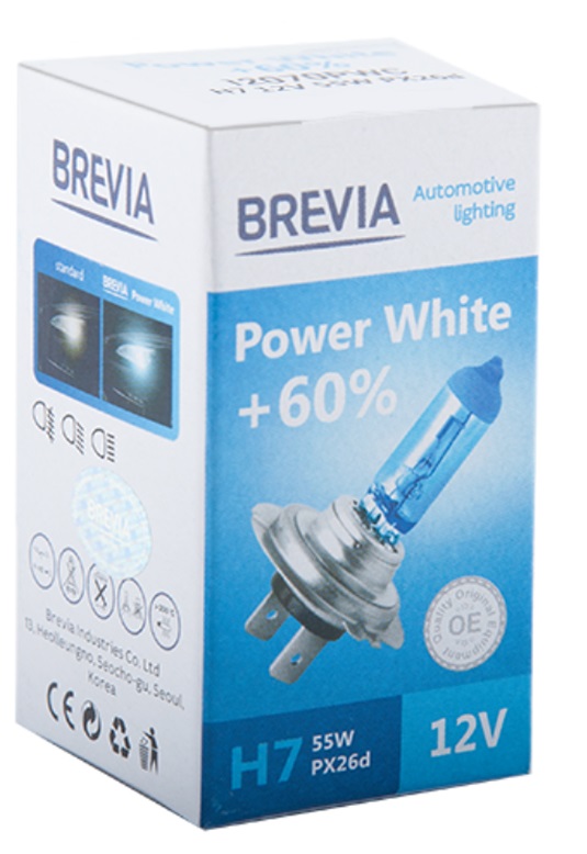 Автолампа Brevia H7 12V 55W PX26d Power White +60% 4300K CP (12070PWC)