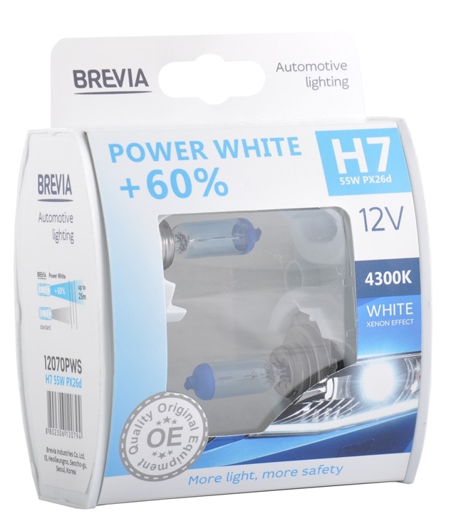 Автолампа Brevia H7 12V 55W PX26d Power White +60% 4300K S2 (12070PWS)