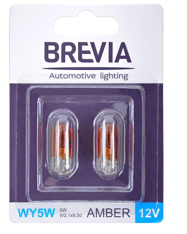 Автолампа Brevia WY5W 12V 5W W2.1x9.5d AMBER B2 blister 2шт. (12309B2)