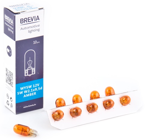 Автолампа Brevia WY5W 12V 5W W2.1x9.5d AMBER CP (12309C)