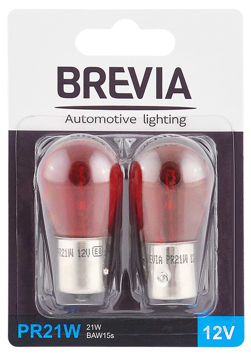 Автолампа Brevia PR21W 12V 21W BAW15s RED blister 2шт (12326B2)