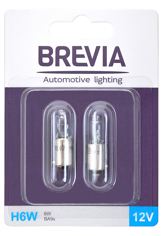 Автолампа Brevia H6W 12V 6W BAX9s B2 blister 2шт. (12332B2)