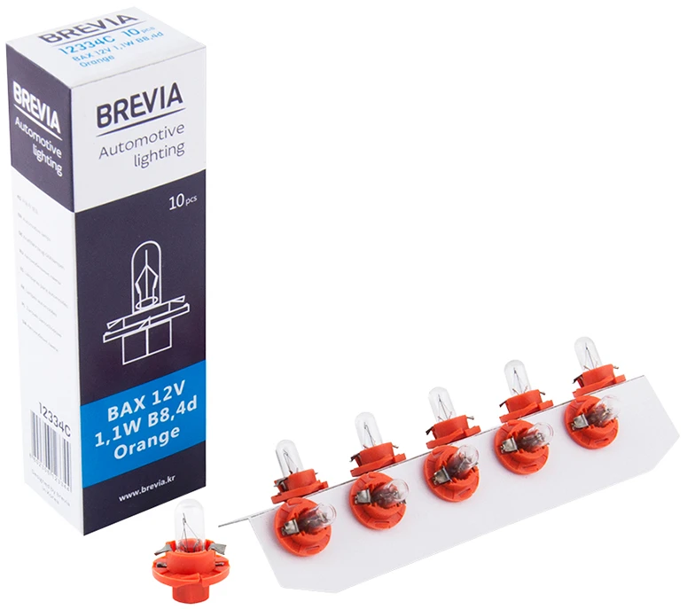 Автолампа Brevia BAX 12V 1,1W B8,4d Orange CP (12334C)