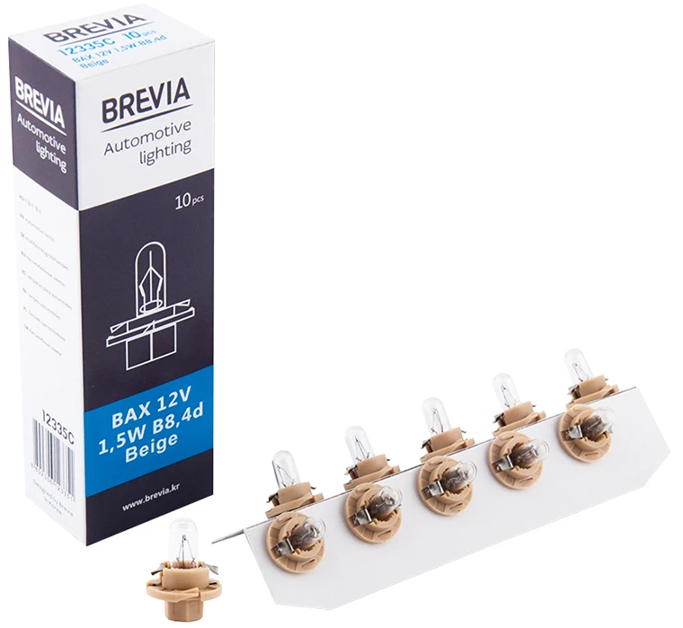 Автолампа Brevia BAX 12V 1,5W B8,4d Beige CP (12335C)