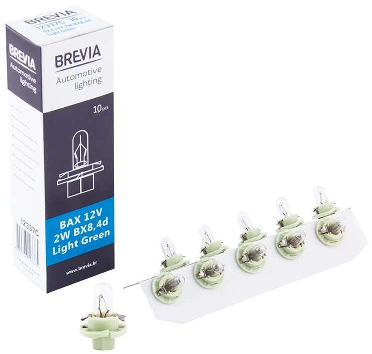 Автолампа Brevia BAX 12V 2W BX8,4d Light Green CP (12337C)