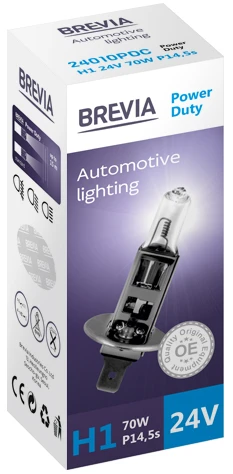 Автолампа Brevia H1 24V 70W P14.5s Power Duty CP (24010PDC)