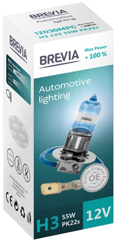 Автолампа Brevia H3 12V 55W PK22s Max Power +100% CP (12030MPC)