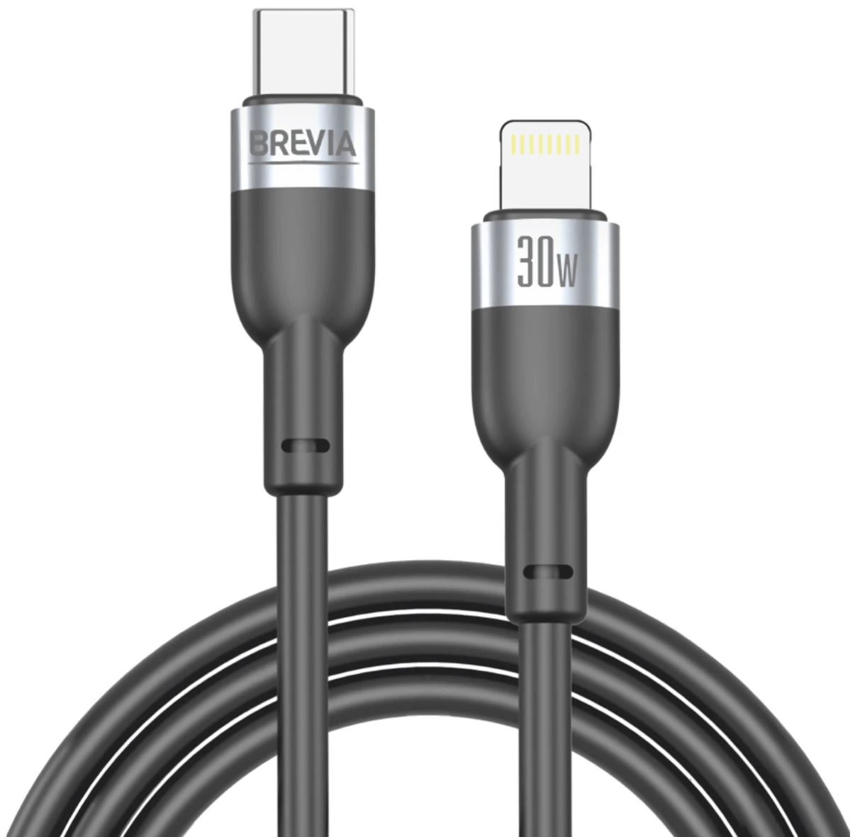 Кабель Brevia Type-C to Lightning 30W 1.2m, black, ZIP (52120BCLZ1)
