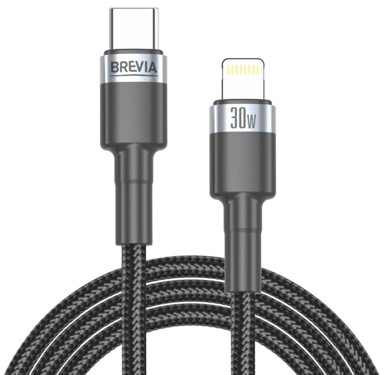 Кабель Brevia Type-C to Lightning 30W 1m, black, box (53100BCLC1)