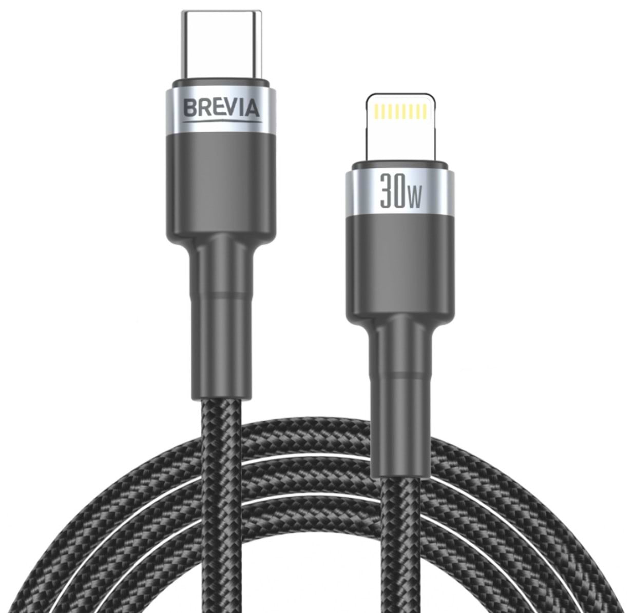 Кабель Brevia Type-C to Lightning 30W 1m, black, ZIP (53100BCLZ1)
