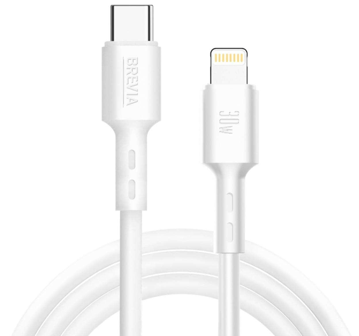 Кабель Brevia Type-C to Lightning 30W 1m, white, ZIP (51100WCLZ1)