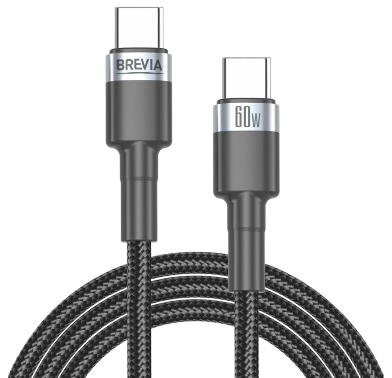 Кабель Brevia Type-C to Type-C 60W 1,2m, black (53120BCCC1)
