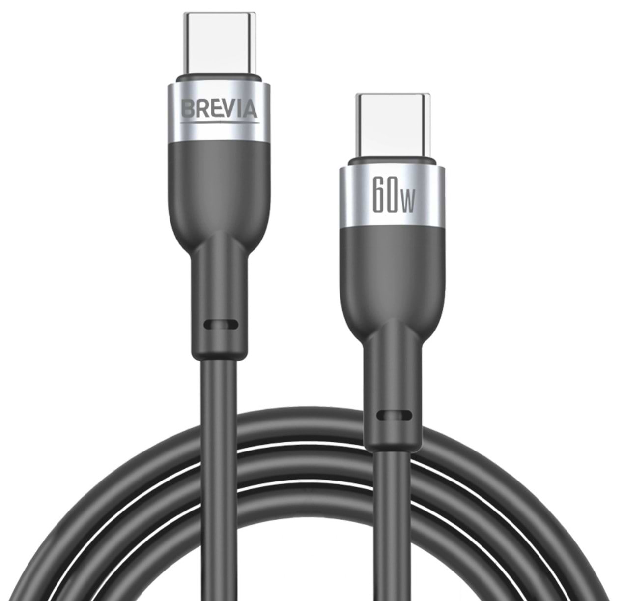 Кабель Brevia Type-C to Type-C 60W 1.2m, black, box (52120BCCC1)
