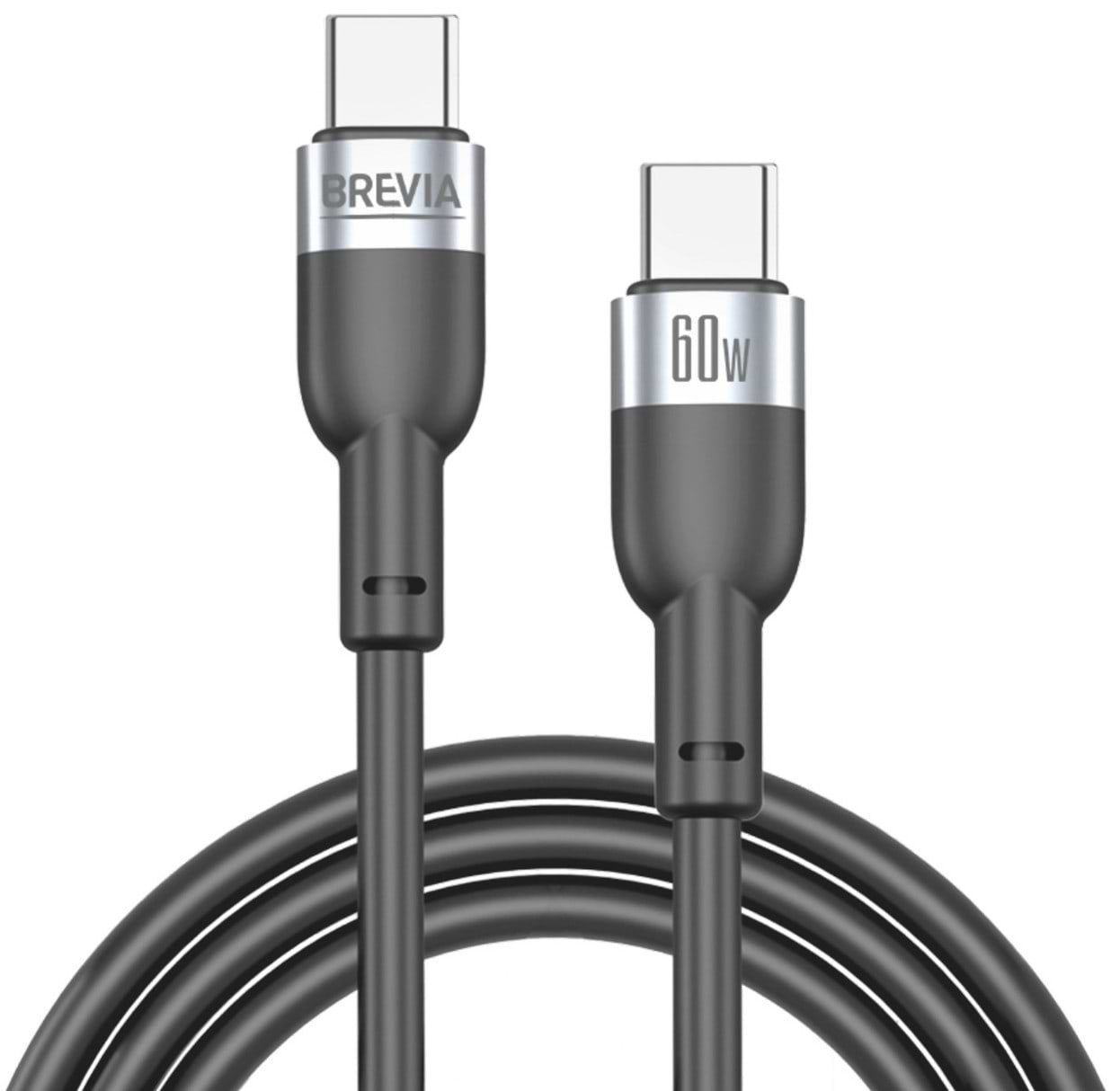 Кабель Brevia Type-C to Type-C 60W 1.2m, black, ZIP (52120BCCZ1)