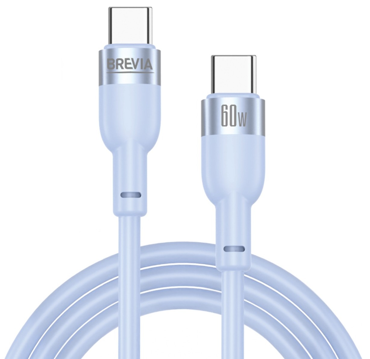 Кабель Brevia Type-C to Type-C 60W 1.2m, blue, ZIP (52120UCCZ1)