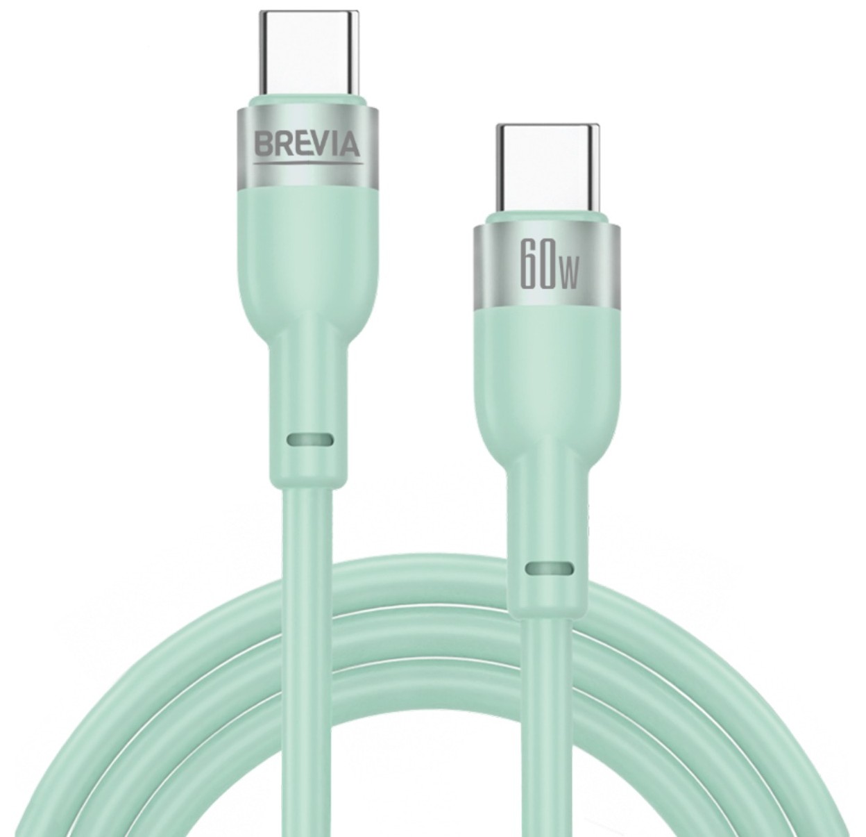 Кабель Brevia Type-C to Type-C 60W 1.2m, mint, ZIP (52120MCCZ1)