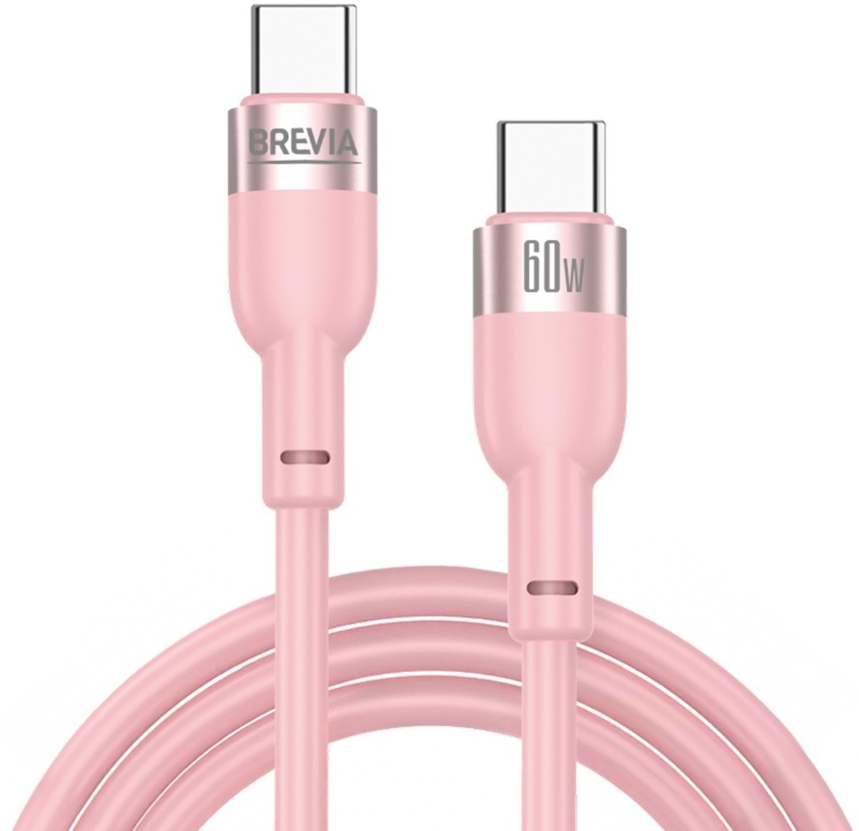 Кабель Brevia Type-C to Type-C 60W 1.2m, pink, ZIP (52120PCCZ1)