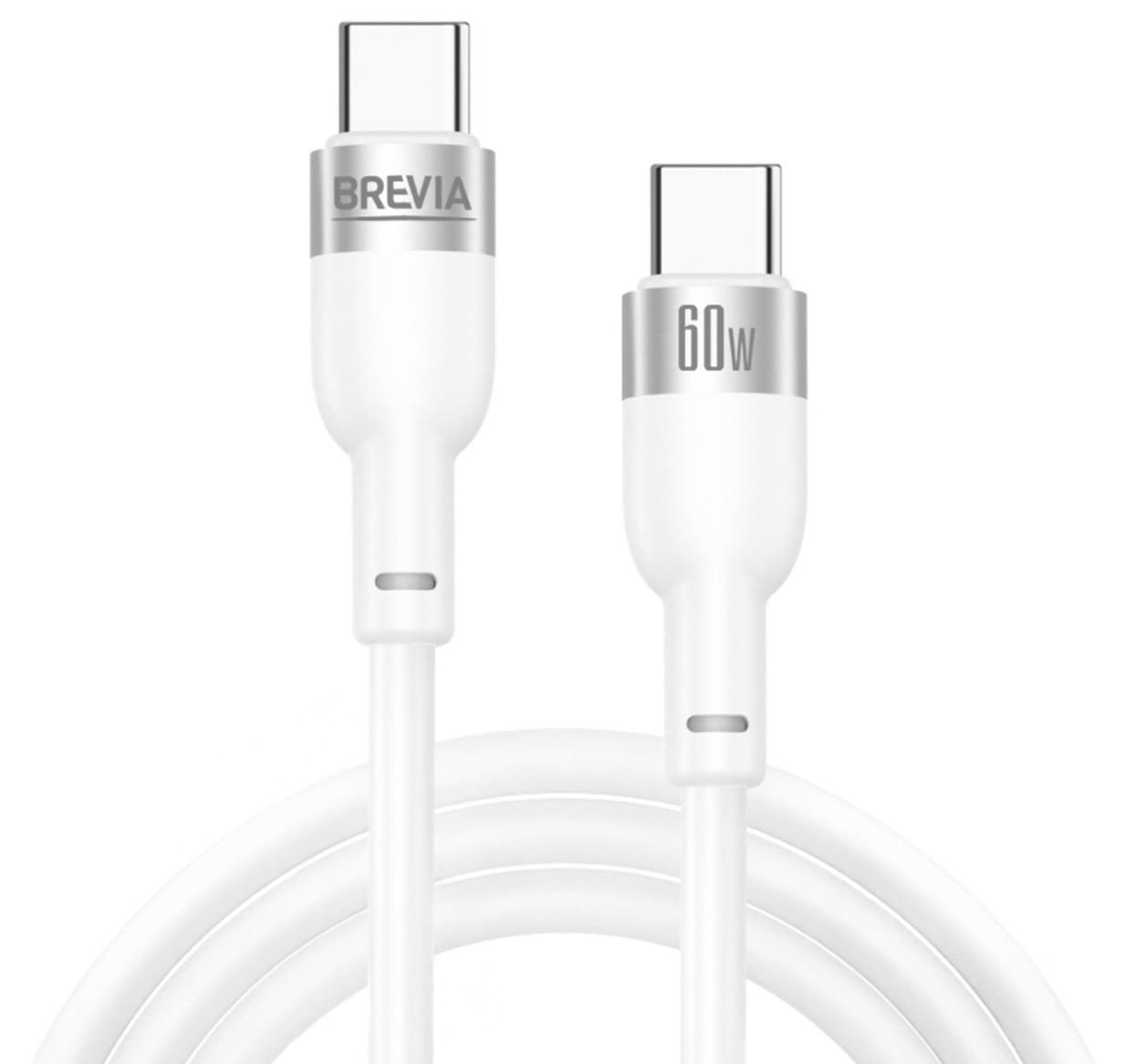 Кабель Brevia Type-C to Type-C 60W 1.2m, white, ZIP (52120WCCZ1)