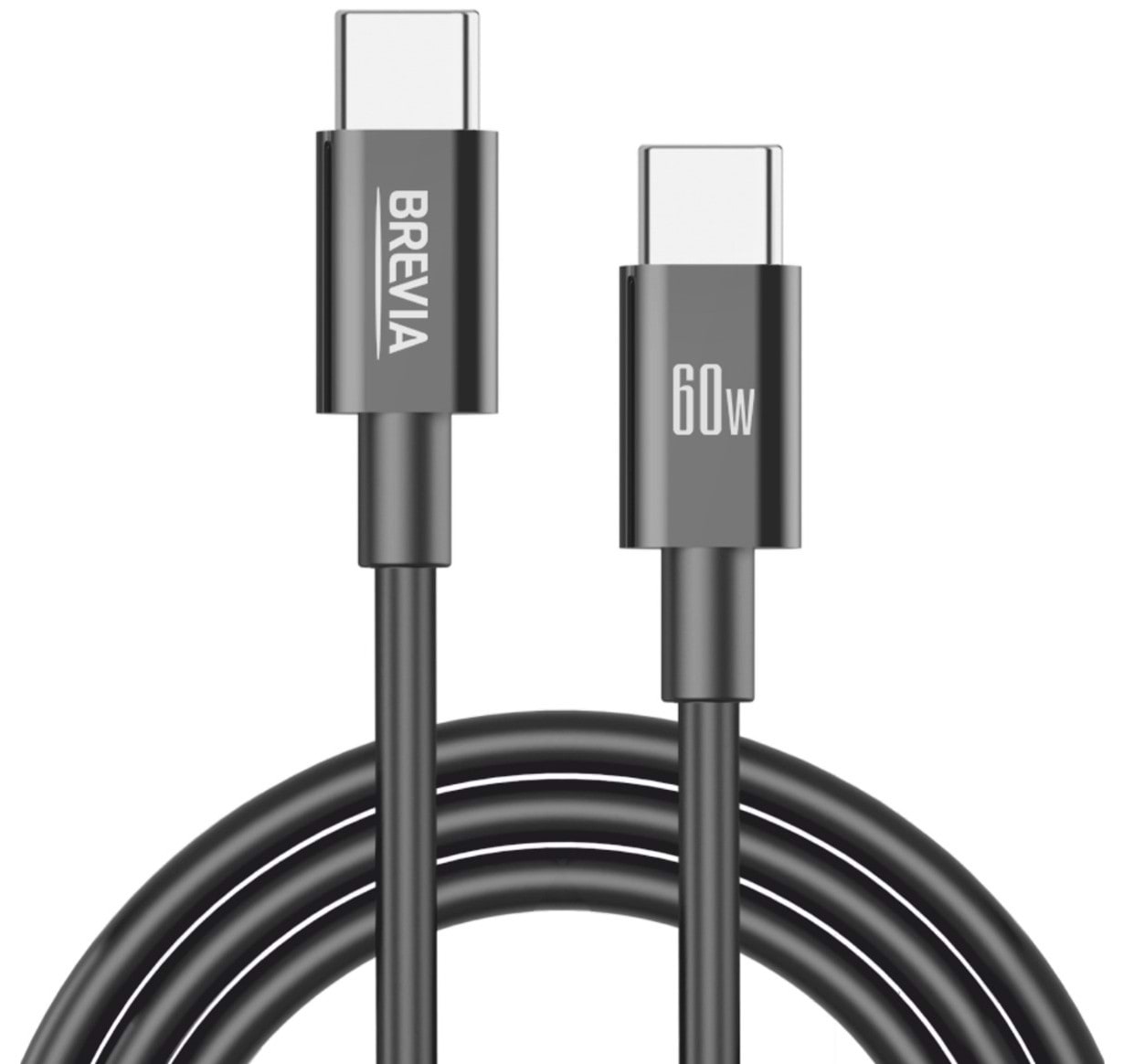 Кабель Brevia Type-C to Type-C 60W 1m, black (55100BCCC1)