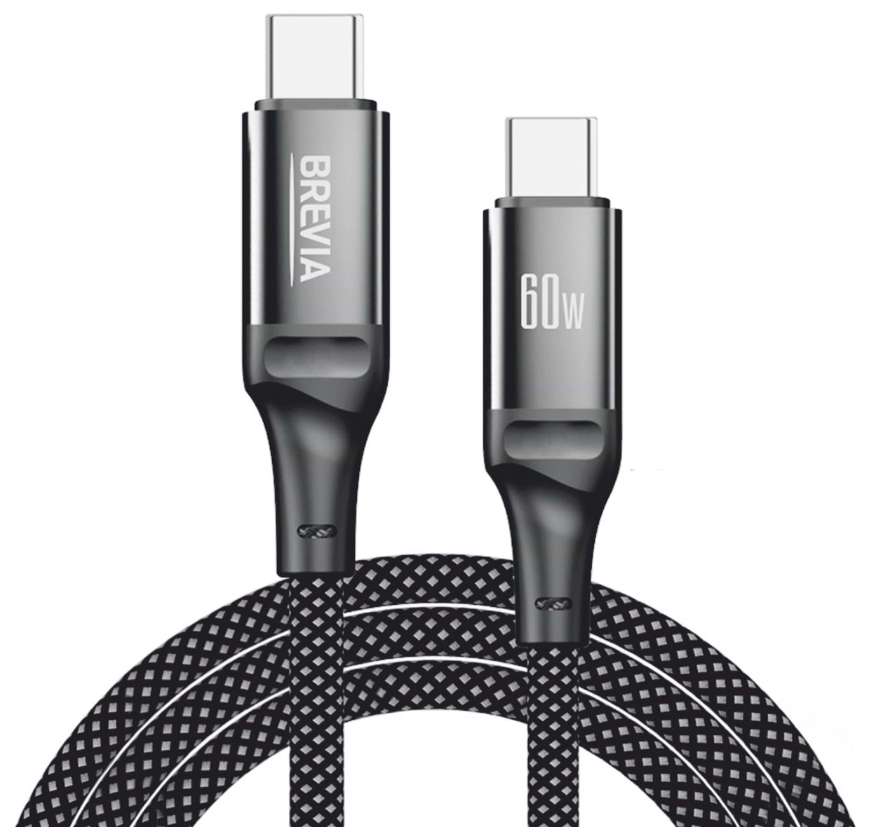 Кабель Brevia Type-C to Type-C 60W 1m, black (56100BCCC1)