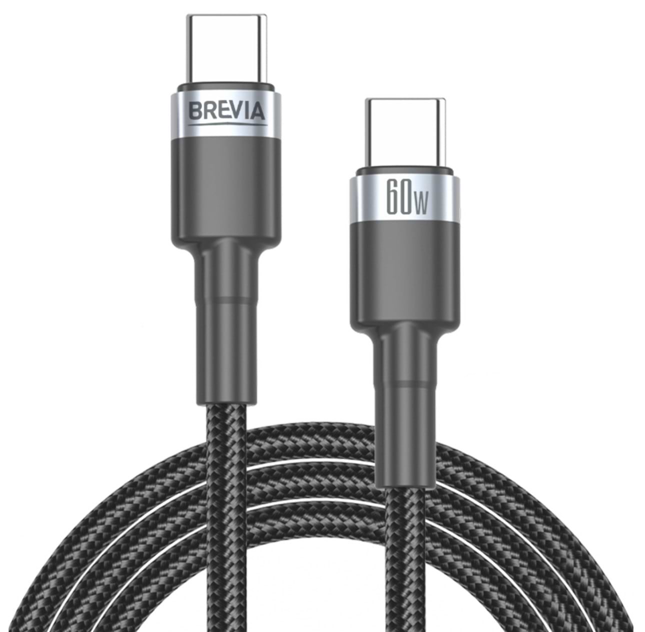 Кабель Brevia Type-C to Type-C 60W 1m, black, box (53100BCCC1)